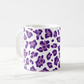 Girly White Royal Lila und Lavender Leopard Kaffeetasse (Vorderseite Links)