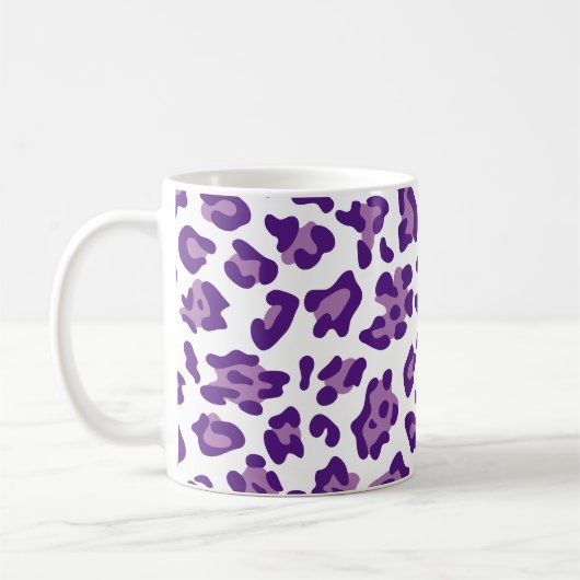 Girly White Royal Lila und Lavender Leopard Kaffeetasse (Links)