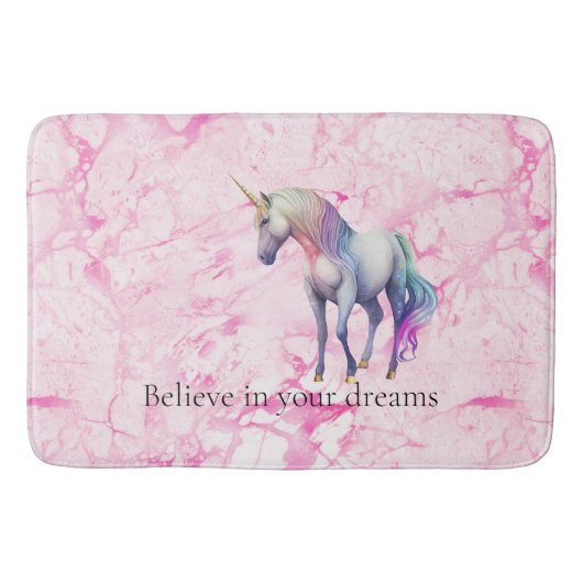 Girly Wirbel Pink Unicorn Badematte (Vorderseite)