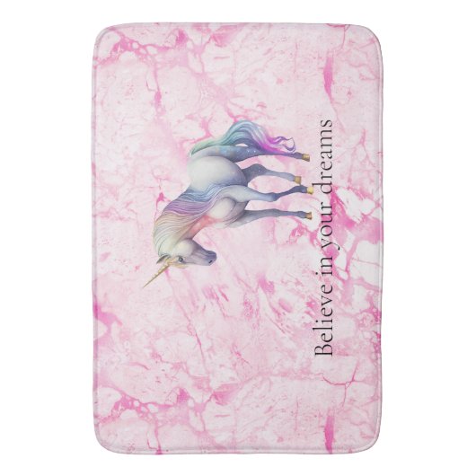 Girly Wirbel Pink Unicorn Badematte (Vorderseite Vertikal)