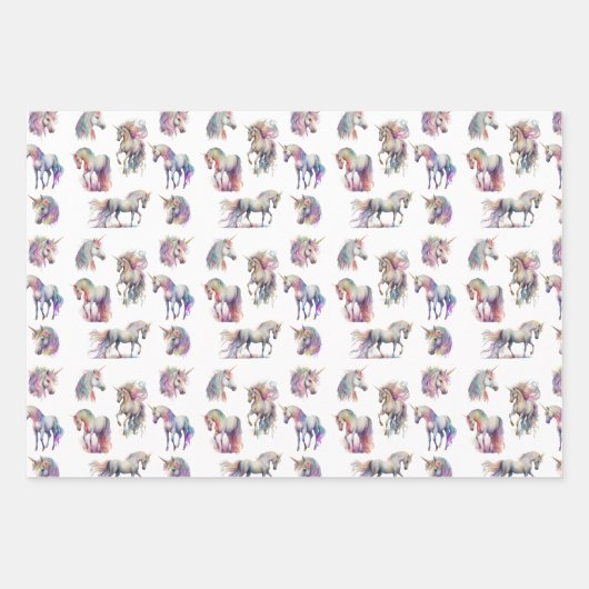 Girly Wirbel Pink Unicorn Wirbel Geschenkpapier Set (Vorderseite 3)