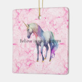 Girly Wirbel Pink Unicorn Wirbel Keramikornament (Links)