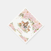 Girly Woodland Animals Pink Gold Peonwood Forest Serviette (Ecke)