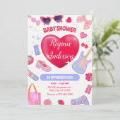 Girly y2k Baby Shower Einladung (Stehend Vorderseite)