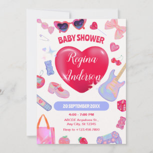 Girly y2k Baby Shower Einladung