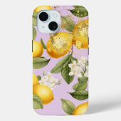Girly Yellow , Mauve and Gold Lemon Fruit Trellis Case-Mate iPhone Hülle (Rückseite)