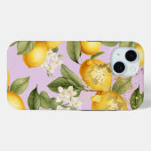 Girly Yellow , Mauve and Gold Lemon Fruit Trellis Case-Mate iPhone Hülle (Rückseite (Horizontal))