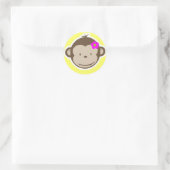 Girly Yellow Monkey Runder Aufkleber (Tasche)