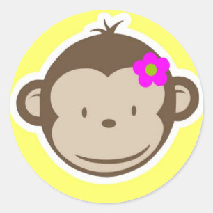 Girly Yellow Monkey Runder Aufkleber