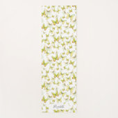 Girly Yellow Pastel Butterflies Individuelle Name Yogamatte (Vorderseite)