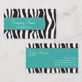 Girly Zebra-Druck-Geschäfts-Karte in aquamarinem Visitenkarte (Vorne/Hinten)