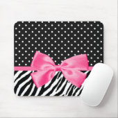 Girly Zebra-Druck-Polka-Punkte und niedliches rosa Mousepad (Mit Mouse)