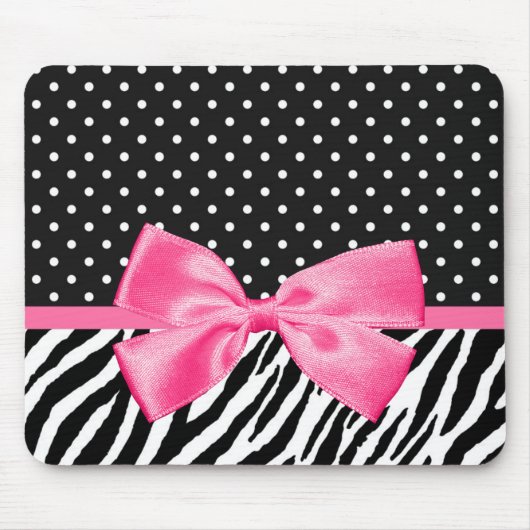 Girly Zebra-Druck-Polka-Punkte und niedliches rosa Mousepad (Vorne)