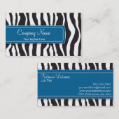 Girly Zebra-Druck-Visitenkarte im Blau Visitenkarte (Vorne/Hinten)