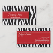 Girly Zebra-Druck-Visitenkarte im Rot Visitenkarte (Vorne/Hinten)