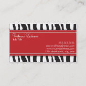 Girly Zebra-Druck-Visitenkarte im Rot Visitenkarte (Rückseite)