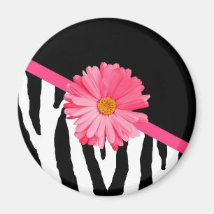 Girly Zebra Muster Niedlich rosa Daisy mit Namen Magnet