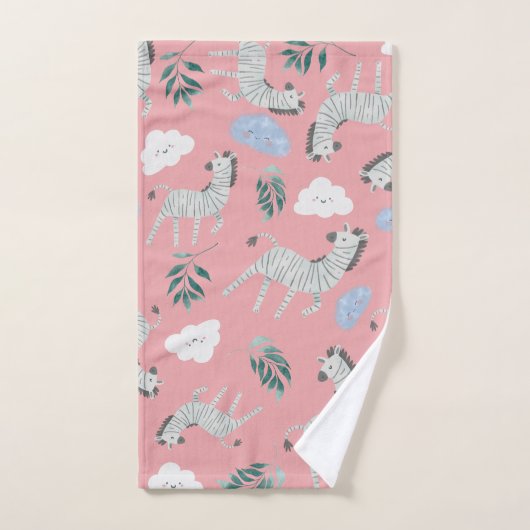 Girly zebra safari Tiere in Dschungelrosa Mädchen Badhandtuch Set (Handtuch)