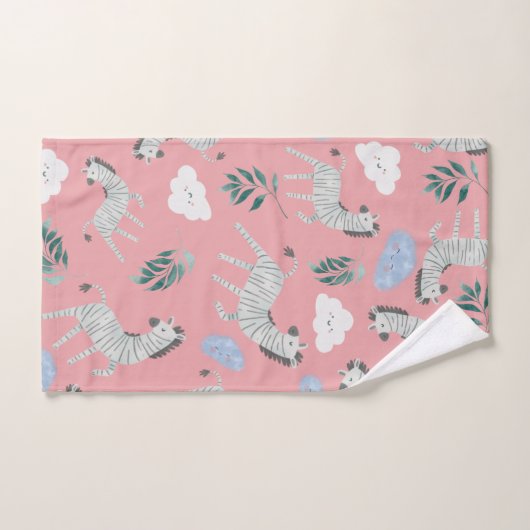 Girly zebra safari Tiere in Dschungelrosa Mädchen Badhandtuch Set (Handtuch)