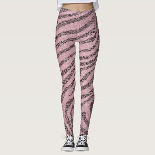 Girly Zebra Streifen auf rosa Glitzer Textur Leggings
