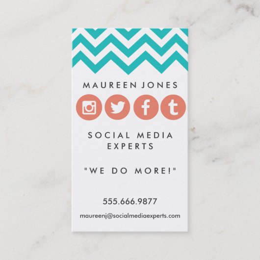 Girly Zickzack aquamarine und Visitenkarte (Vorderseite)