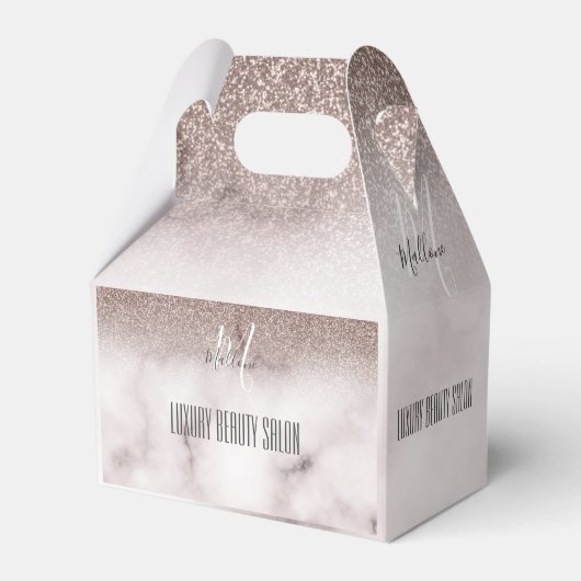 GirlyTrendy Glamour Lila Glitzer Marmormonogramm Geschenkschachtel (Vorderseite)