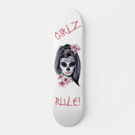 GIRLZ RULE Sugar Skull Day of the Dead Skateboard