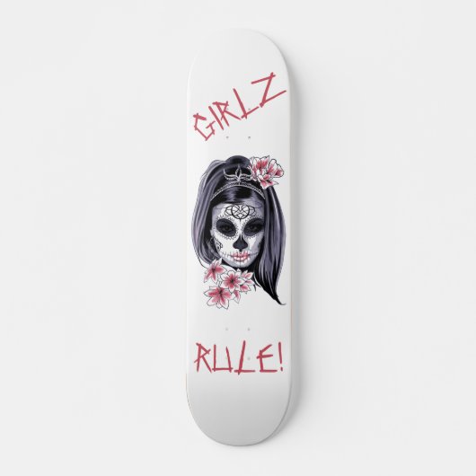 GIRLZ RULE Sugar Skull Day of the Dead Skateboard (Vorne)