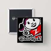 GirlzRock! Knopf Button (Vorne & Hinten)