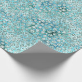 Giro Aqua Blue Glitzy Glam Glitzer Leopard Geschenkpapier (Ecke)