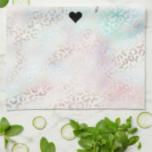 Giro Aqua Blush Pink Gold Leopard Print Geschirrtuch (Gefaltet)