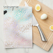 Giro Aqua Blush Pink Gold Leopard Print Geschirrtuch (Viertel Falte)