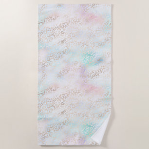 Giro Aqua Blush Pink Gold Leopard Print Strandtuch