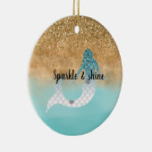 Giro Aqua Watercolor Gold Glitzer Meerjungfrau Keramik Ornament (Rechts)