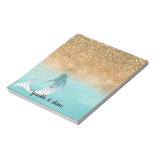 Giro Aqua Watercolor Gold Glitzer Meerjungfrau Notizblock (Rotiert)