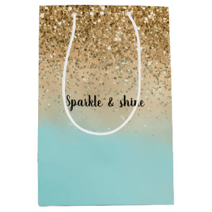 Giro Aqua Watercolor Gold Glitzer Mittlere Geschenktüte