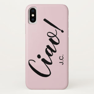 Giro Ciao Hallo Skript Blush Pink Black Monogram Case-Mate iPhone Hülle