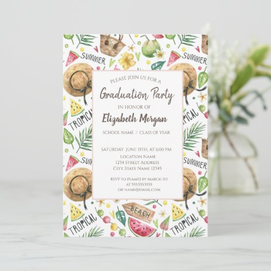 Giro Colorful Beach Relax Abschluss Partry Einladung (Stehend Vorderseite)