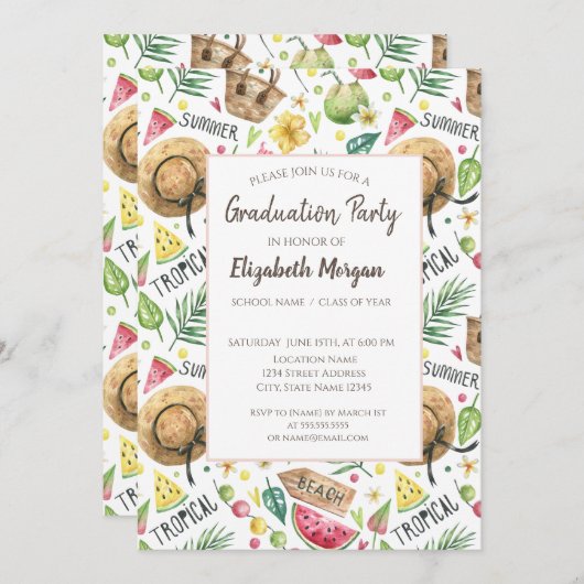 Giro Colorful Beach Relax Abschluss Partry Einladung (Vorne/Hinten)