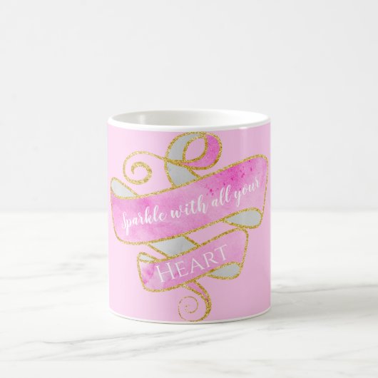 Giro Hübsch Blush Pink Gold Glitzer Sparkle Herz Kaffeetasse (Mittel)