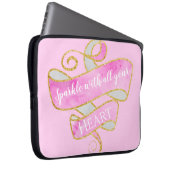 Giro Hübsch Blush Pink Gold Glitzer Sparkle Herz Laptopschutzhülle (Vorne Rechts)