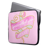 Giro Hübsch Blush Pink Gold Glitzer Sparkle Herz Laptopschutzhülle (Vorderseite Links)