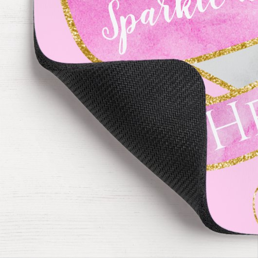 Giro Hübsch Blush Pink Gold Glitzer Sparkle Herz Mousepad (Ecke)
