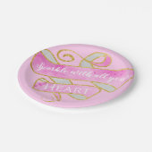 Giro Hübsch Blush Pink Gold Glitzer Sparkle Herz Pappteller (Schrägansicht)