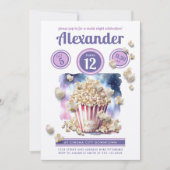 Giro Lila Popcorn Movie Night Cinema Einladung (Vorderseite)