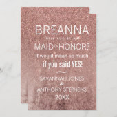 Giro Modern Rose Gold Glitzer Foil Trauzeugin Einladung (Vorne/Hinten)