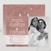 Giro Modern Rose Gold Glitzer Foil Verlobung Einladung (Vorne/Hinten)