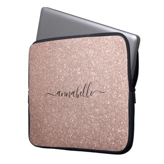 Giro Modern Script Rosa Rose Gold Glitzer Sparkle Laptopschutzhülle (Vorderseite Links)