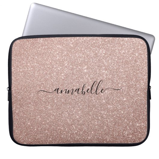 Giro Modern Script Rosa Rose Gold Glitzer Sparkle Laptopschutzhülle (Vorderseite)