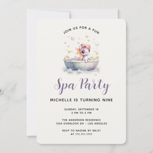 Giro Niedlich Pastel Pony Wellness-Center Day Kind Einladung (Vorderseite)